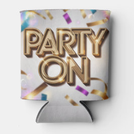 Party On Gold Text Streamers Blikjeskoeler
