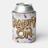 Party On Gold Text Streamers Blikjeskoeler (Blikje Achterkant)