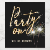 Party on Sparkler on Black Wijn Etiket (Enkel label)