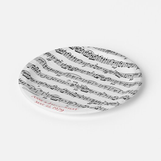 party over muziekjuffrouw blad papieren bordje (Gekanteld)