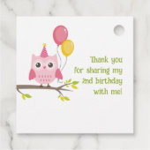 Party Owl die 2 tweede verjaardag wordt Bedankjes Labels (Achterkant)