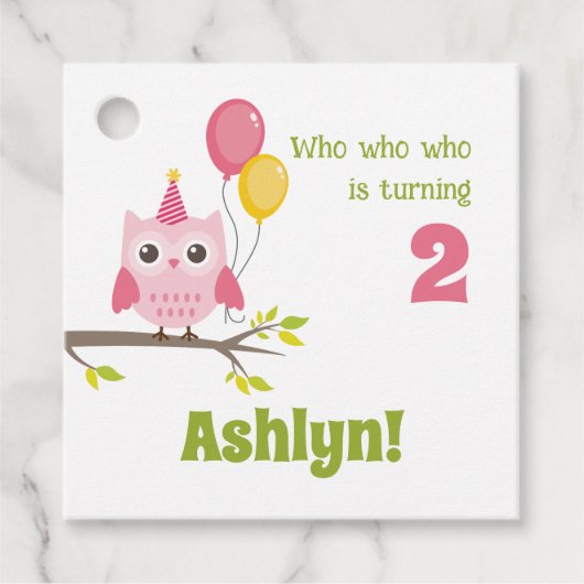 Party Owl die 2 tweede verjaardag wordt Bedankjes Labels (Voorkant)