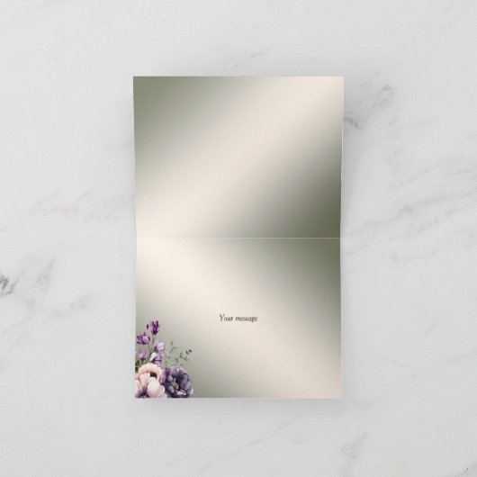 Party Paarse Roze Bloemen Golden Elegant Bedankkaart (Binnen)