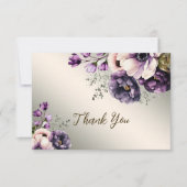 Party Paarse Roze Bloemen Golden Elegant Bedankkaart (Voorkant)