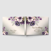 Party Paarse Roze Bloemen Golden Elegant Gastenboek (Volledig)