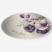 Party Paarse Roze Bloemen Golden Elegant Papieren Bordje (Gekanteld)