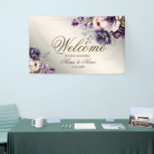 Party Paarse Roze Bloemen Golden Elegant Spandoek (Beurs)