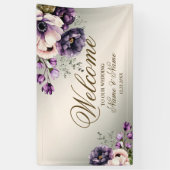 Party Paarse Roze Bloemen Golden Elegant Spandoek (Verticaal)