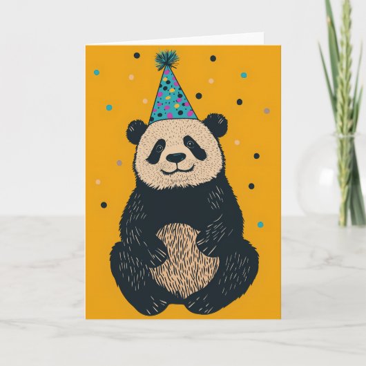 Party Panda Wenskaart – Leuk en feestelijk ontwerp Kaart (Voorkant)