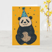 Party Panda Wenskaart – Leuk en feestelijk ontwerp Kaart (Gele Bloem)