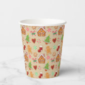 Party Paper Cups Christmas Gingerbread Print Papieren Bekers (Achterkant)