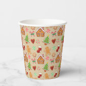 Party Paper Cups Christmas Gingerbread Print Papieren Bekers (Voorkant)