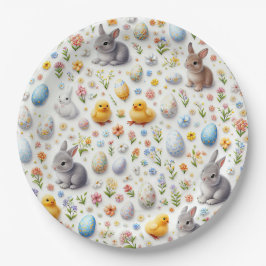 Party Paper Plates – Bunnies, Eggs, Chicks Papieren Bordje