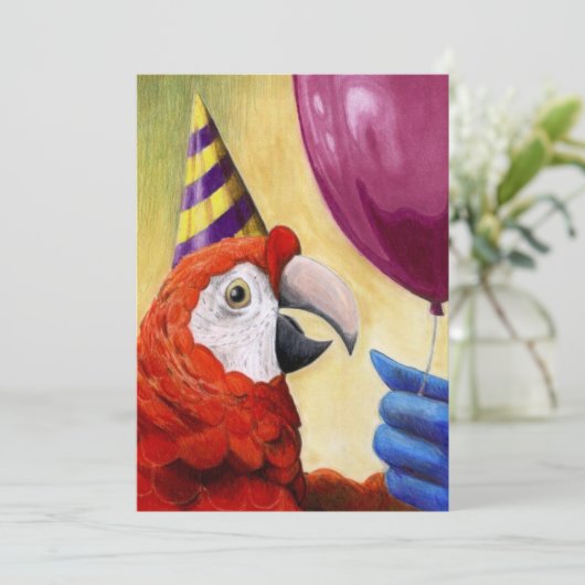 Party Parrot Invitation Kaart (Staand voorkant)