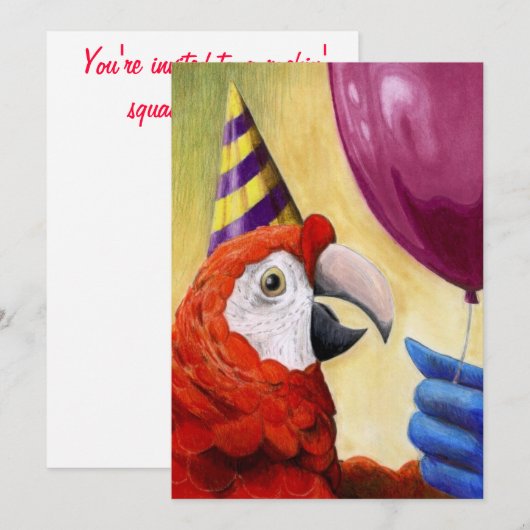 Party Parrot Invitation Kaart (Voorkant / Achterkant)
