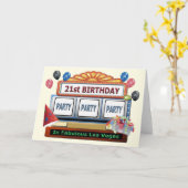 PARTY PARTY PARTY 21st Birthday Las Vegas Kaart (Gele Bloem)