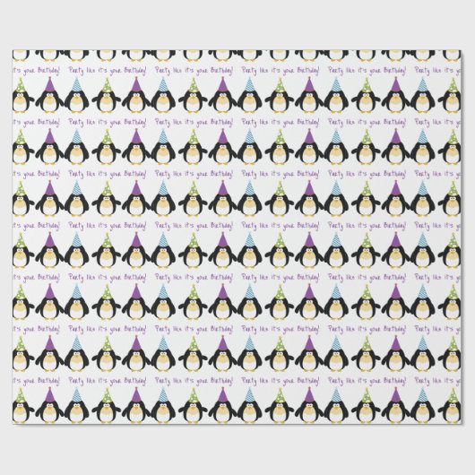 Party Penguin Cadeaupapier (Vlak)