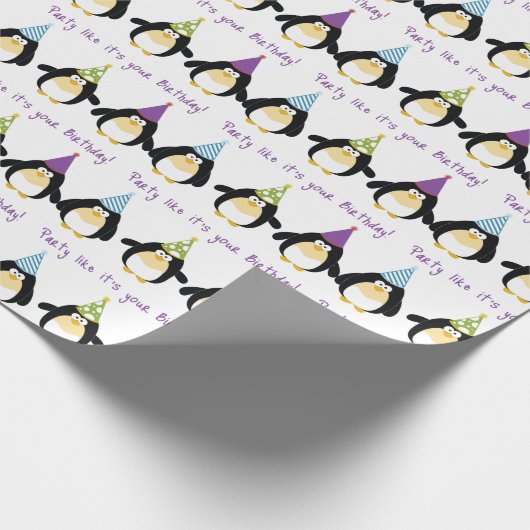 Party Penguin Cadeaupapier (Hoek)