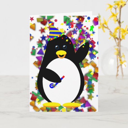 Party Penguin Kaart (Gele Bloem)