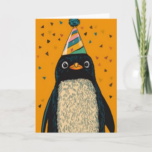 Party Penguin Verjaardag Kaart (Voorkant)