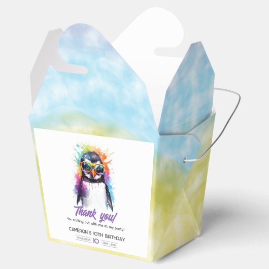 Party Penguin zonnebril, kind jarig Bedankdoosjes (Geopend)