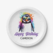 Party Penguin zonnebril, kind jarig Papieren Bordje (Voorkant)