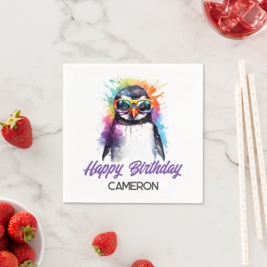 Party Penguin zonnebril, kind jarig Servet (Insitu)