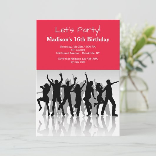 Party People Silhouettes Uitnodiging (Staand voorkant)