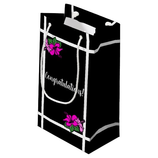 Party Personalized BlackPink Hibiscus Small Bags Klein Cadeauzakje (Achterkant Gekanteld)