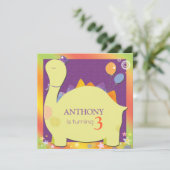 Party Pet Dinosaur Schattige Kind Verjaardagsfeest Kaart (Staand voorkant)