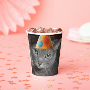 Party Pet Grey Cat Papieren Bekers