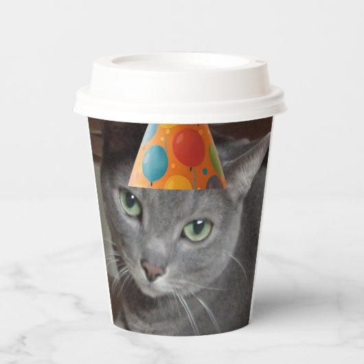 Party Pet Grey Cat Papieren Bekers (Voorkant)