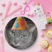 Party Pet Grey Cat Papieren Bordje (Feest)