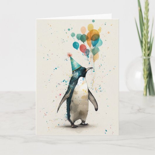 Party Pet Penguin Wenskaart Kaart (Voorkant)