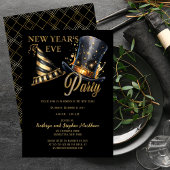 Party Petten Zwart en Goud Oudejaarsavond Party Kaart