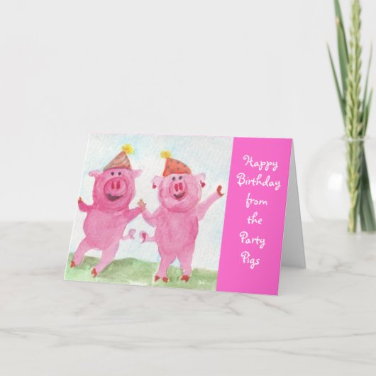Party Pigs wenst u een fijne verjaardag Kaart (Voorkant)