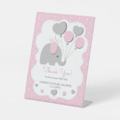 Party Pink gray tone Elephant Baby Shower Girl Reclamebord Met Voetstuk (Voorkant)