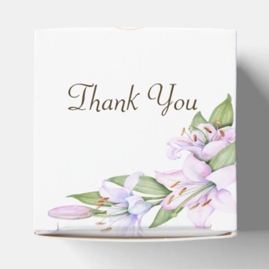 Party Pink Lily Flowers Golden Lijst Mooi Bedankdoosjes (Bovenkant)