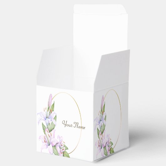 Party Pink Lily Flowers Golden Lijst Mooi Bedankdoosjes (Geopend)