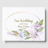Party Pink Lily Flowers Golden Lijst Mooi Gastenboek (Voorkant)
