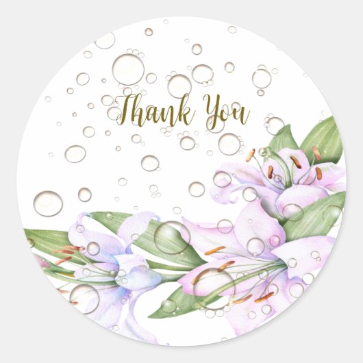 Party Pink Lily Flowers Golden Lijst Mooi Ronde Sticker (Voorkant)