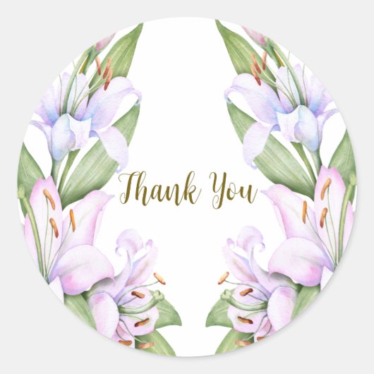 Party Pink Lily Flowers Golden Lijst Mooi Ronde Sticker (Voorkant)