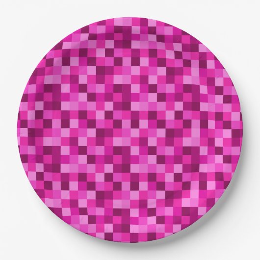 Party Pink Pixels Paper Plates, Party Plates Papieren Bordje (Voorkant)
