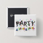 PARTY~Pins Vierkante Button 5,1 Cm (Voorkant /achterkant)