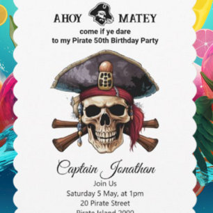 Party Pirate Skull Uitnodiging