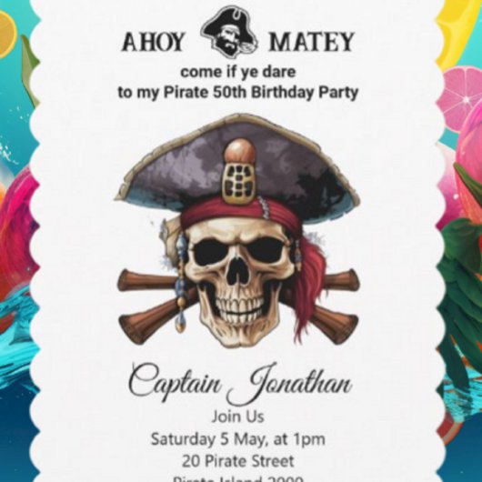 Party Pirate Skull Uitnodiging