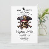 Party Pirate Skull Uitnodiging (Staand voorkant)