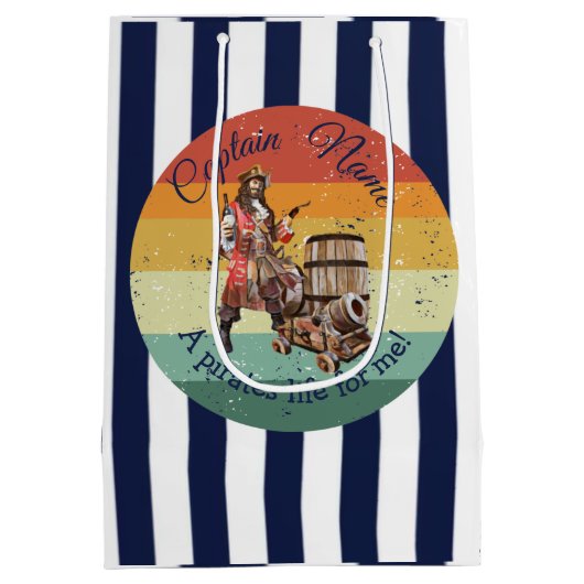 Party Pirate verjaardag Medium Gift Bag Medium Cadeauzakje (Achterkant)