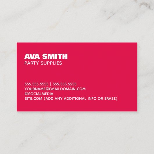 Party Planner Ballon Visitekaartje (Achterkant)