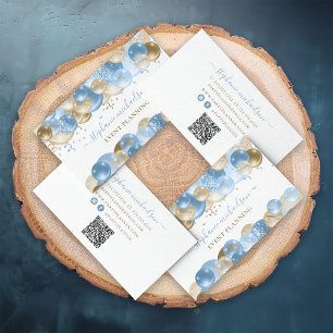 Party Planner Blauw Gouden Ballon QR Code Visitekaartje